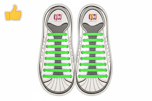 INMAKER Kids No-Tie Elastic Shoelaces - Waterproof Green Silicone Slip-On Shoe Laces
